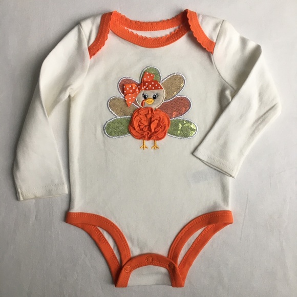 Thanksgiving shirt size 9 months turkey baby girls - Picture 2 of 16